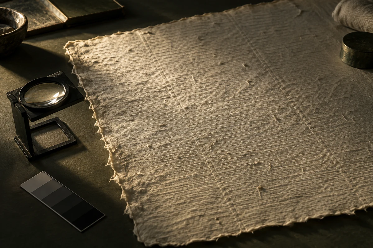 Editorial cover for Reading Handmade Paper Under Raking Light