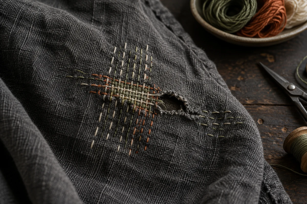Editorial cover for Visible Mending and Honest Stitches